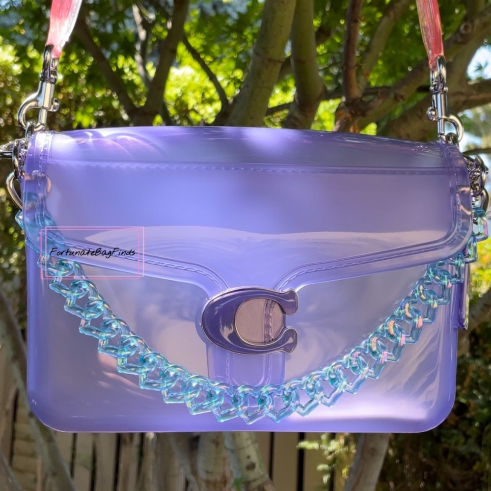 Triple Hearts Resin Bag Chain Strap Aqua Blue Rainbow Iridescent Strap - Picture 5 of 10